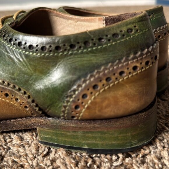 Lethato Wingtip Green Brown Men's Dress Shoe Size 9.5/10 - Picture 5 of 12
